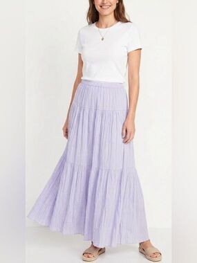 Uniqlo x Ines de la Fressange Lavender Twist-Pleated Tiered Maxi Skirt - Size L